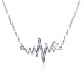 Latest Design New Fashion Necklace Jewelry Statement Gift Elegant Crystal Colorful Wave 925 Sterling Silver Simple Necklace